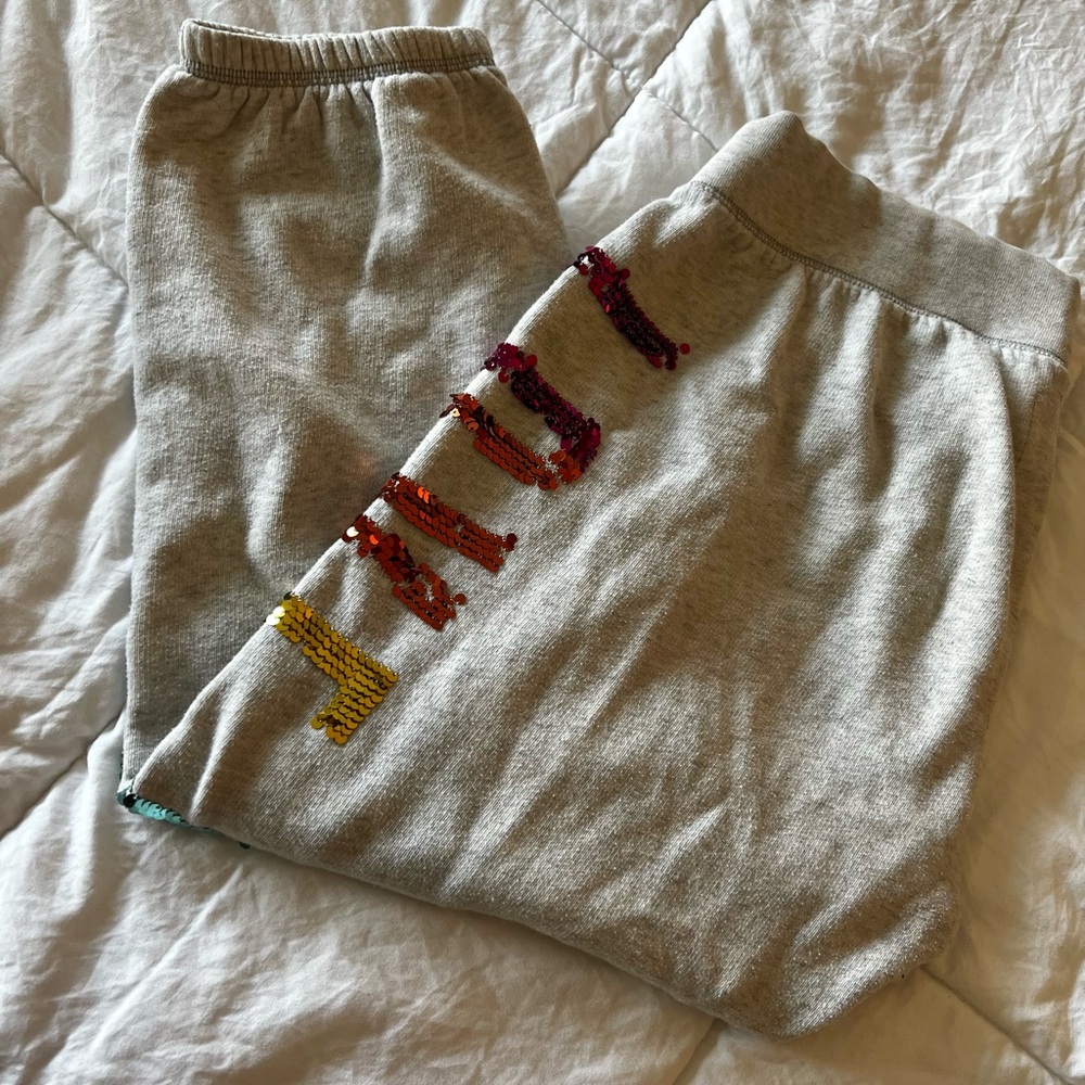 Victoria's Secret Limited Edition Gray Joggers with Multicolor Sequin Accents